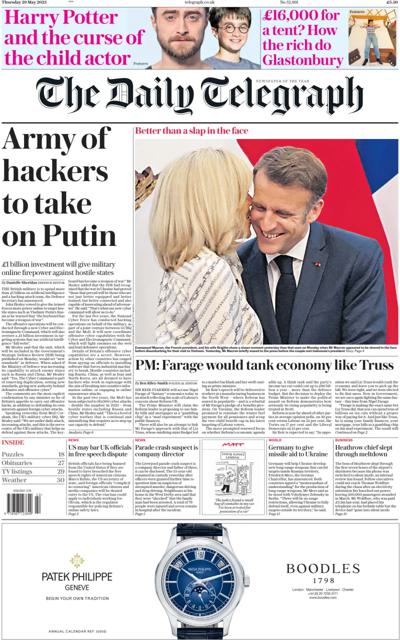 The Daily Telegraph (UK) Newspaper Front Page for 29 May 2025