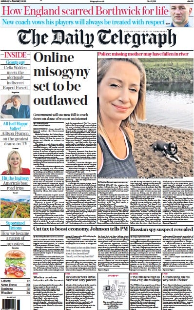 The Daily Telegraph (UK) Newspaper Front Page for 4 February 2023