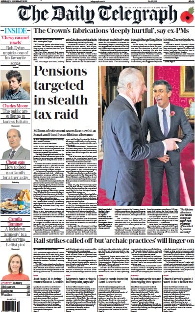 The Daily Telegraph (UK) Newspaper Front Page for 5 November 2022