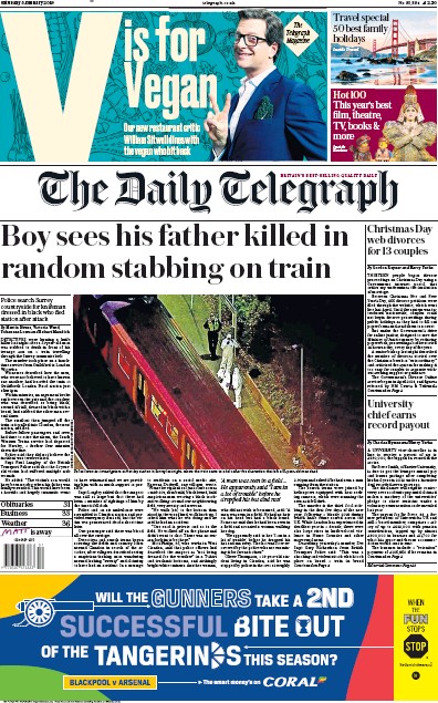 The Daily Telegraph Newspaper Front Page for 5 January 2019