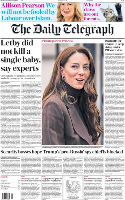 The Daily Telegraph (UK) Newspaper Front Page for 5 February 2025