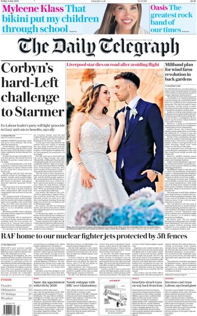 The Daily Telegraph (UK) Newspaper Front Page for 5 July 2025