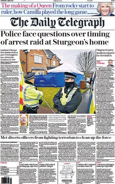 The Daily Telegraph (UK) Newspaper Front Page for 6 April 2023