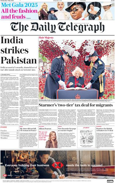The Daily Telegraph (UK) Newspaper Front Page for 7 May 2025