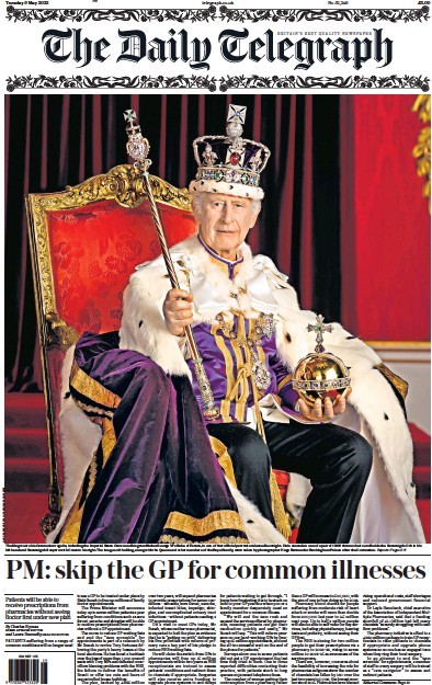 The Daily Telegraph (UK) Newspaper Front Page for 9 May 2023