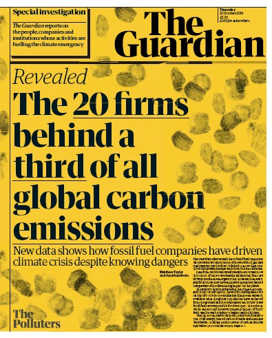 The Guardian Newspaper Front Page for 10 October 2019
