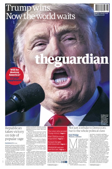 The Guardian (UK) Newspaper Front Page for 10 November 2016