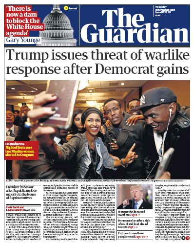 The Guardian Newspaper Front Page for 10 November 2018