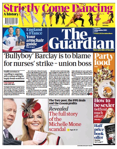 The Guardian (UK) Newspaper Front Page for 10 December 2022