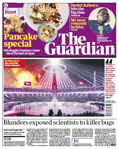 The Guardian (UK) Newspaper Front Page for 10 February 2018