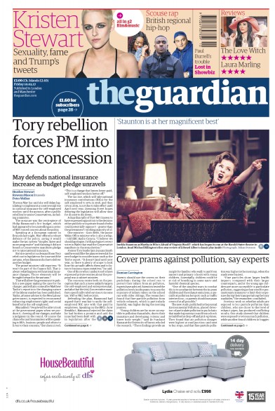 The Guardian Newspaper Front Page for 10 March 2017