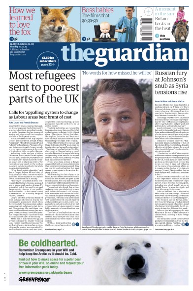 The Guardian (UK) Newspaper Front Page for 10 April 2017