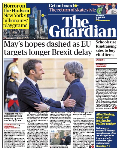 The Guardian (UK) Newspaper Front Page for 10 April 2019