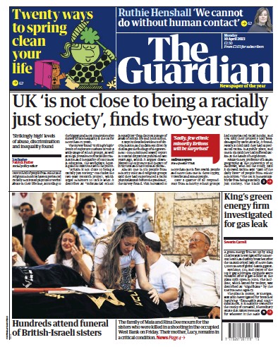 The Guardian (UK) Newspaper Front Page for 10 April 2023