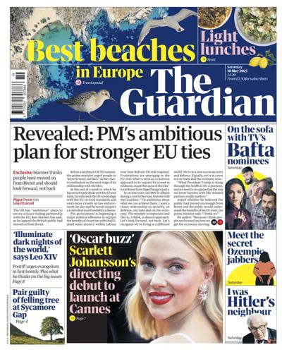 The Guardian (UK) Newspaper Front Page for 10 May 2025