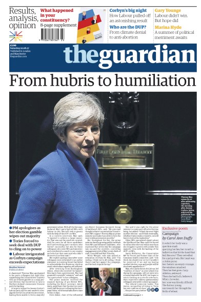 The Guardian Newspaper Front Page for 10 June 2017