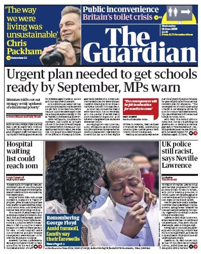 The Guardian Newspaper Front Page for 10 June 2020