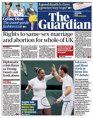 The Guardian Newspaper Front Page for 10 July 2019