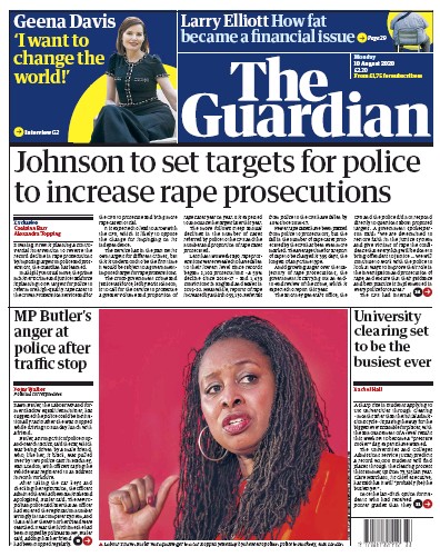 The Guardian Newspaper Front Page for 10 August 2020