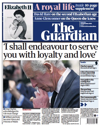 The Guardian (UK) Newspaper Front Page for 10 September 2022