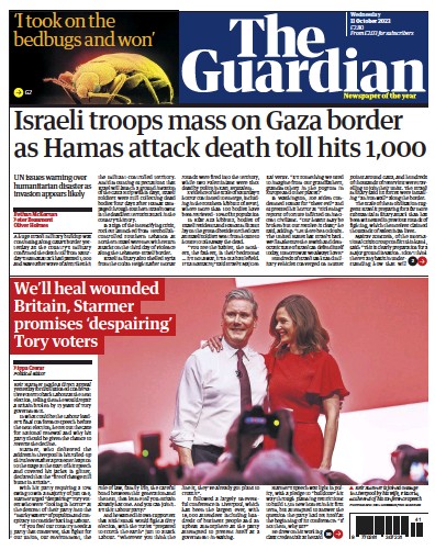 The Guardian (UK) Newspaper Front Page for 11 October 2023