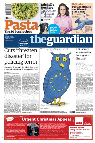 The Guardian Newspaper Front Page for 11 November 2017