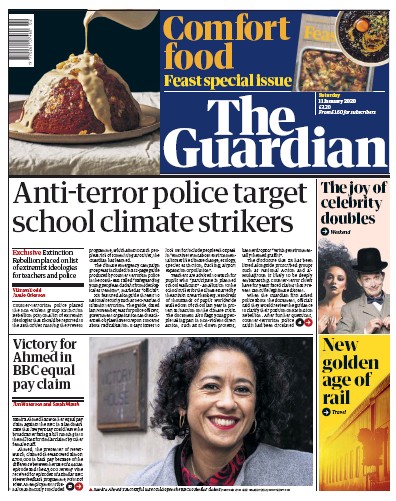 The Guardian Newspaper Front Page for 11 January 2020