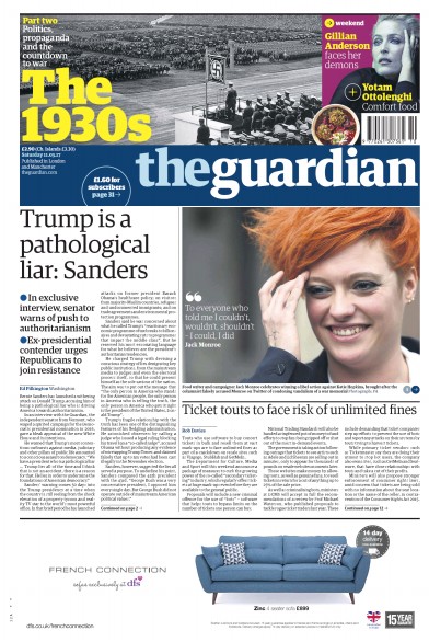 The Guardian (UK) Newspaper Front Page for 11 March 2017