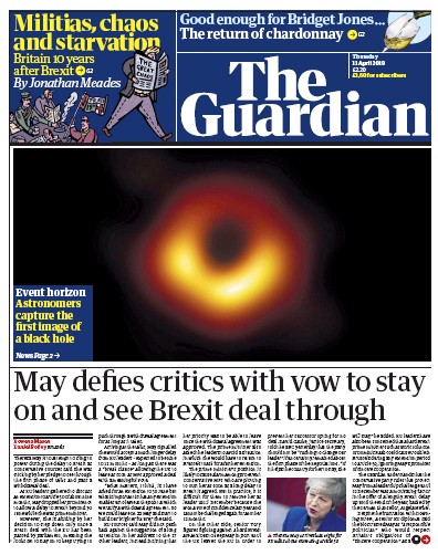 The Guardian Newspaper Front Page for 11 April 2019