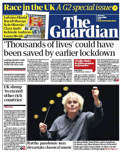 The Guardian Newspaper Front Page for 11 June 2020