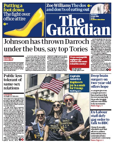 The Guardian Newspaper Front Page for 11 July 2019