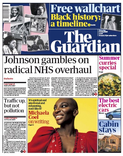 The Guardian Newspaper Front Page for 11 July 2020