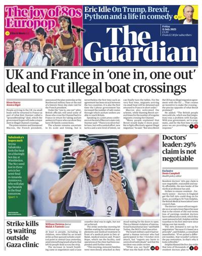 The Guardian (UK) Newspaper Front Page for 11 July 2025