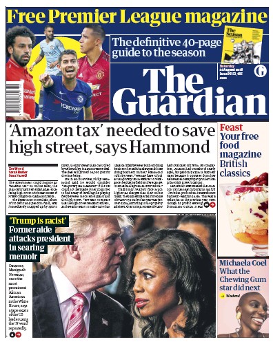 The Guardian Newspaper Front Page for 11 August 2018
