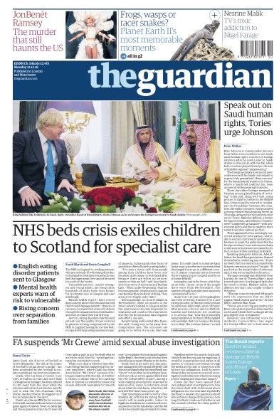 The Guardian Newspaper Front Page for 12 December 2016