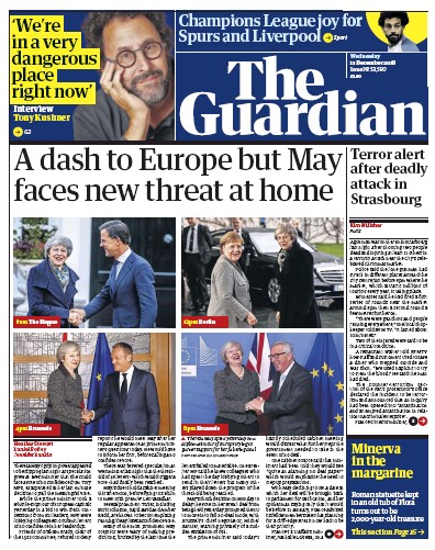 The Guardian Newspaper Front Page for 12 December 2018