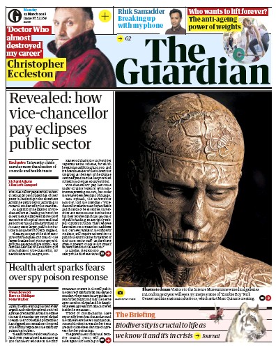 The Guardian (UK) Newspaper Front Page for 12 March 2018