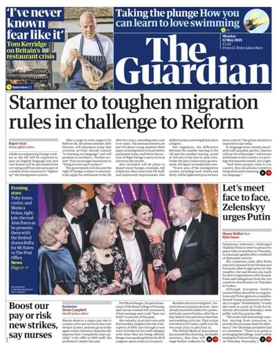 The Guardian (UK) Newspaper Front Page for 12 May 2025