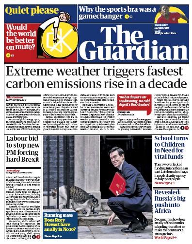 The Guardian (UK) Newspaper Front Page for 12 June 2019