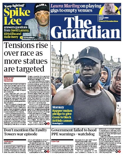 The Guardian Newspaper Front Page for 12 June 2020