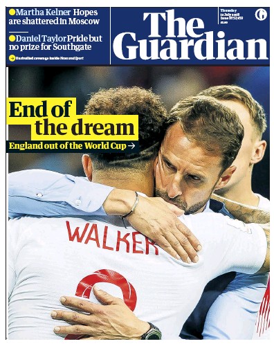The Guardian Newspaper Front Page for 12 July 2018