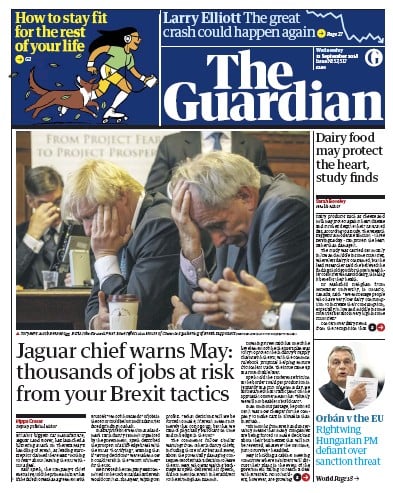 The Guardian (UK) Newspaper Front Page for 12 September 2018