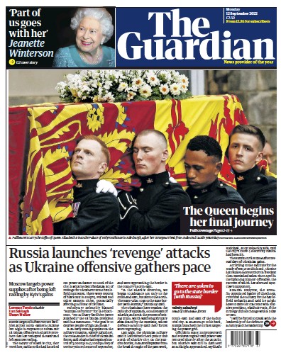 The Guardian (UK) Newspaper Front Page for 12 September 2022