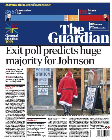The Guardian (UK) Newspaper Front Page for 13 December 2019