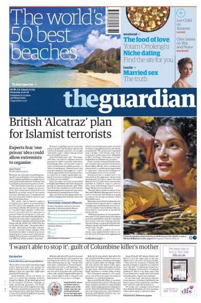 The Guardian (UK) Newspaper Front Page for 13 February 2016