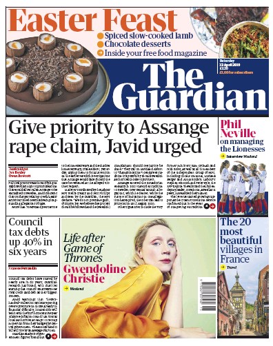 The Guardian Newspaper Front Page for 13 April 2019