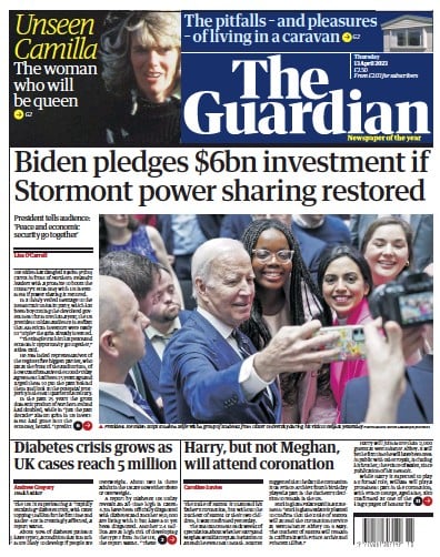 The Guardian (UK) Newspaper Front Page for 13 April 2023