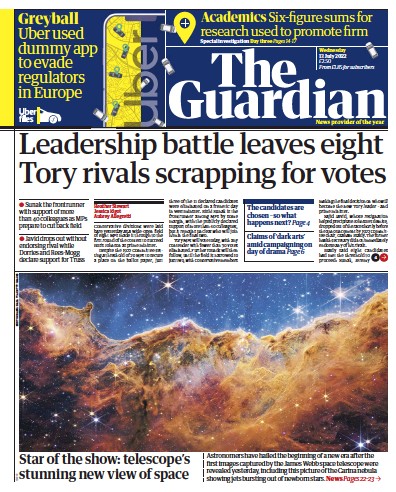 The Guardian (UK) Newspaper Front Page for 13 July 2022