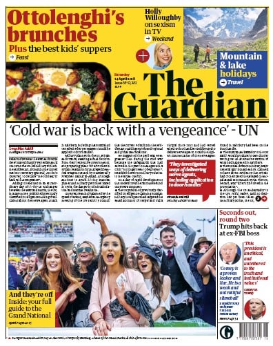 The Guardian (UK) Newspaper Front Page for 14 April 2018