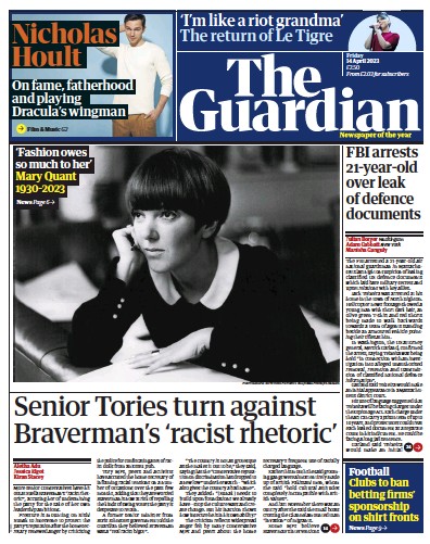 The Guardian (UK) Newspaper Front Page for 14 April 2023